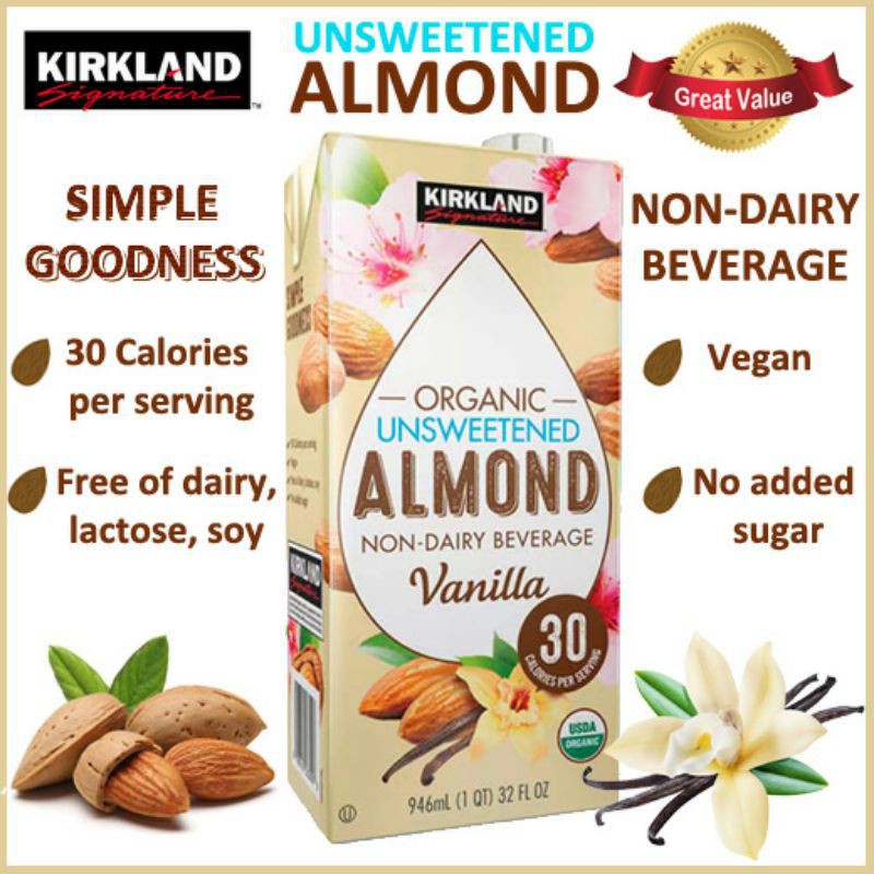 Kirkland Signature Organic Unsweetened Almond NonDairy Beverage