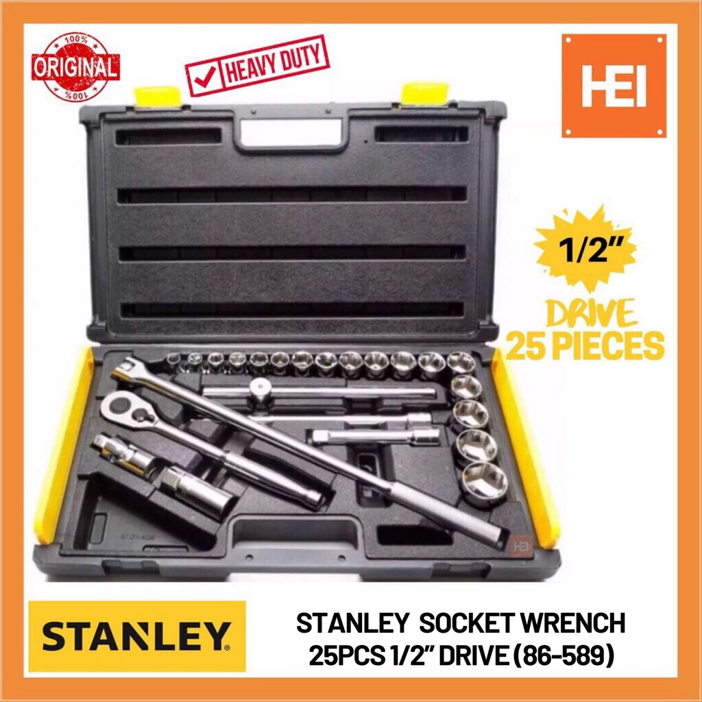 STANLEY Socket Wrench Set 1/2" Drive 25Pieces (86589) Shopee