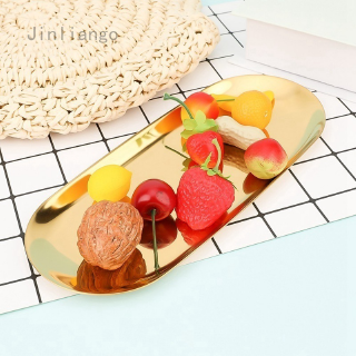 1X Snack Fruit Tray Plate Metal Storage Display Tray Oval Home Decor Serving Pan 