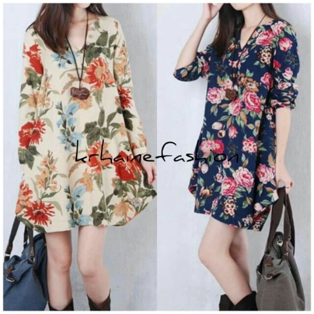 long floral button up dress