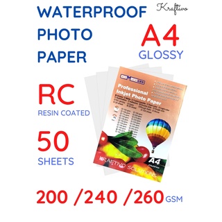[ RC WATERPROOF ] A4 50 SHEETS RESIN COATED WATERPROOF HIGH GLOSS PHOTO PAPER ( 200/240/260GSM )