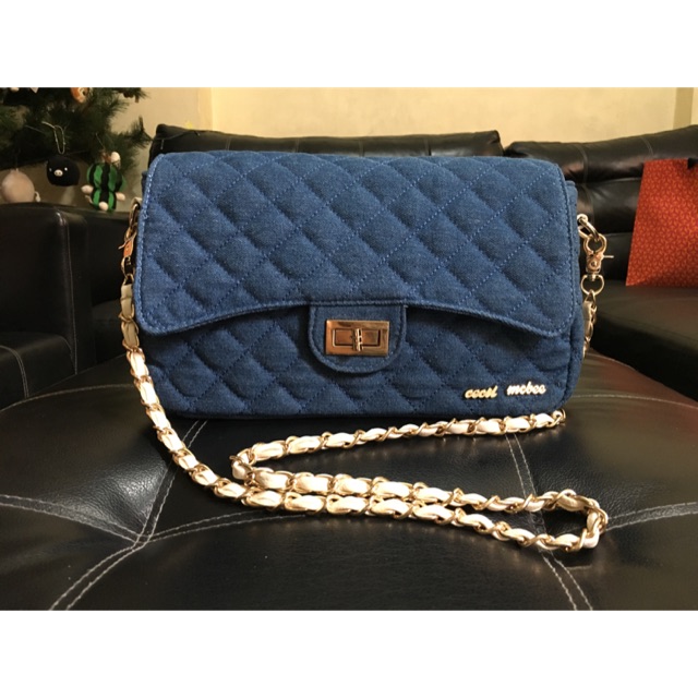 Authentic Cecil Mcbee Denim Chain Sling Bag Shopee Philippines