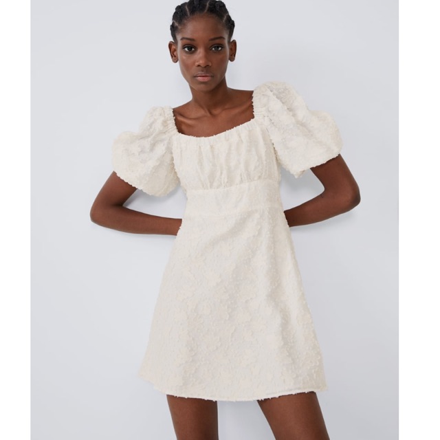 zara white embroidered dress