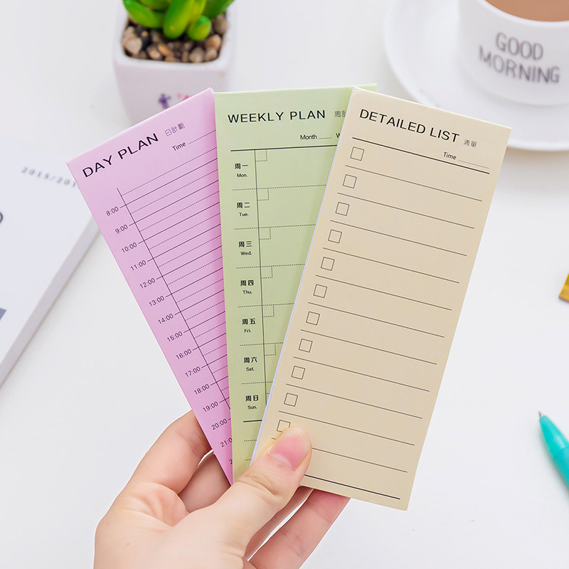 Weekly Plan Notebook Cartoon Cat Schedule Stationery Daily Memo Planner G