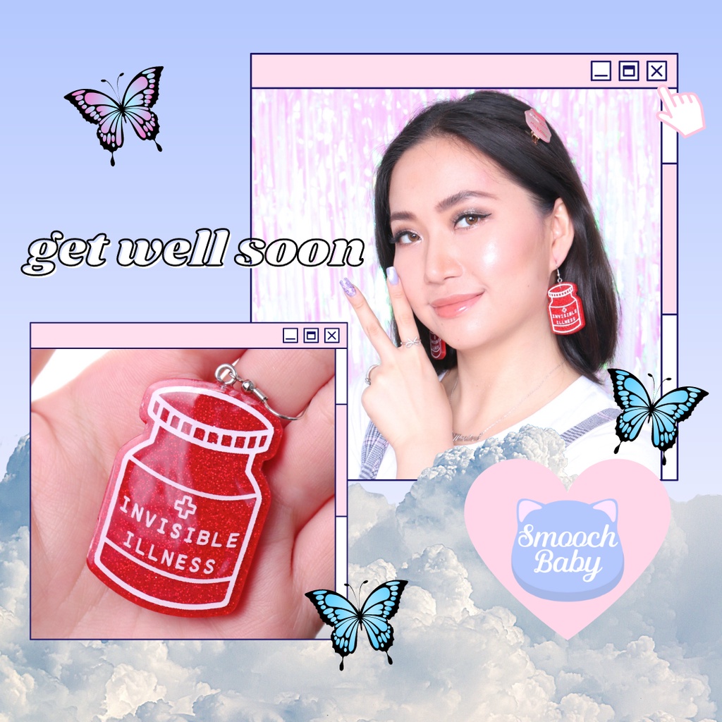 Smoochbaby [get well soon] Resin Pill Bottle Earrings Shopee Philippines