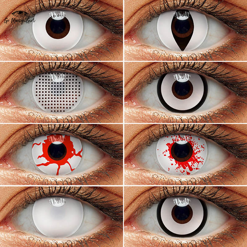 Christmas Halloween Colorful Contact Lenses for Eyes Vampire Demon Zombie Anime  Eye Lenses White Colored Lenses | Shopee Philippines