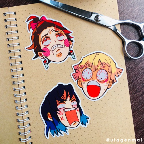 Kimetsu No Yaiba Demon Slayer Kamaboko Funny Faces Big Sticker Set Shopee Philippines