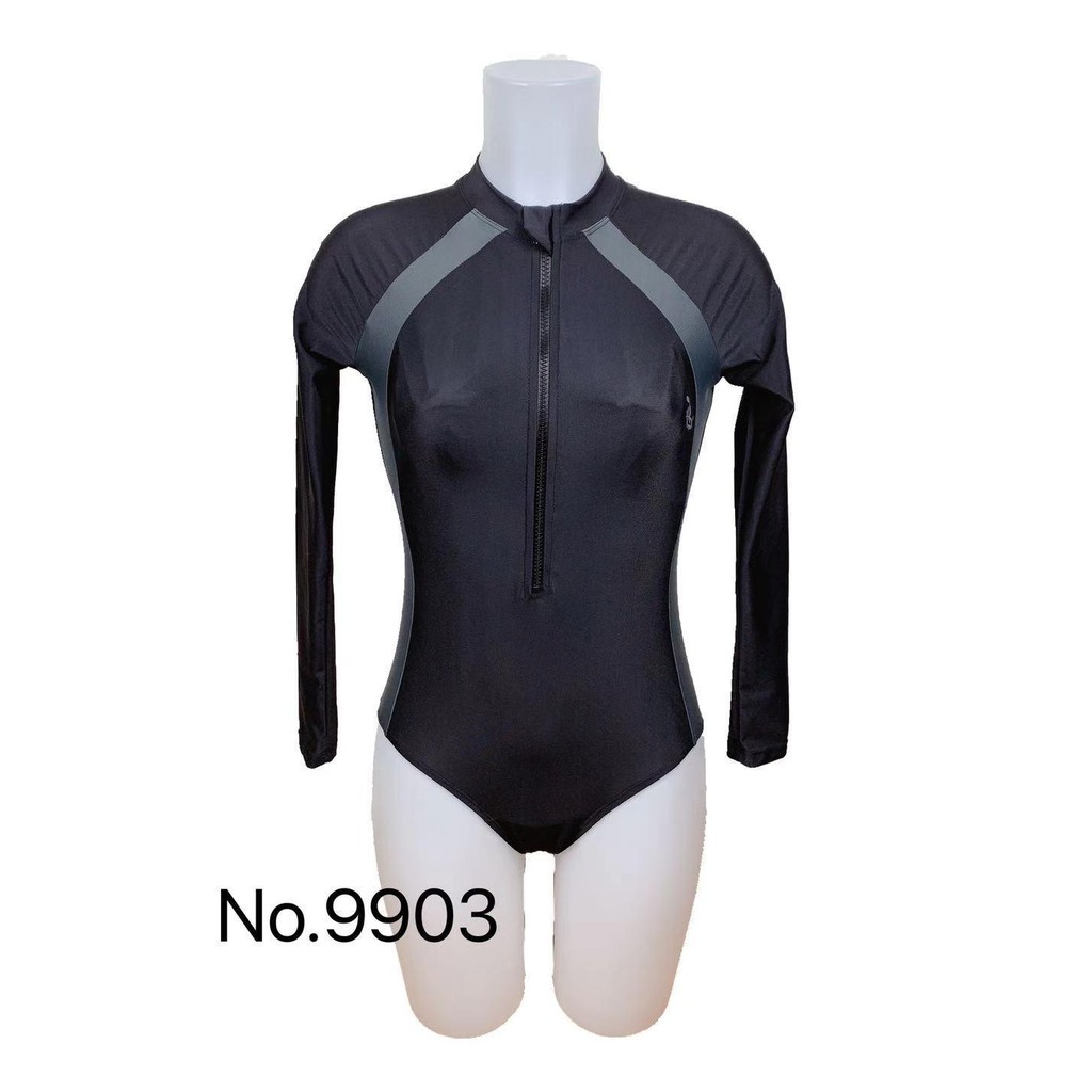 Goliday Rashguard Ocean Breeze Plain Zip Up With String One Piece Women Swimsuit Rashguard Longsleev Shopee Philippines