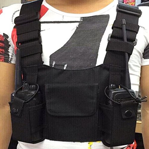 Universal Radio Talkie Chest Harness Adjustable Chest Rig Bag Vest Holster Pack 