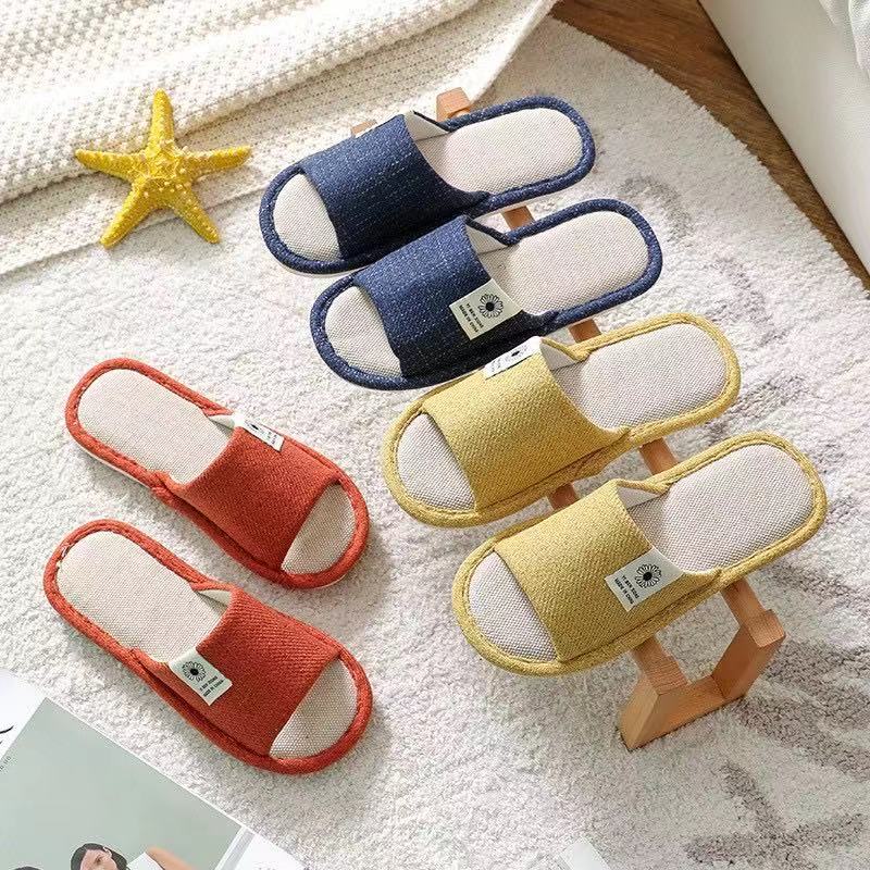 Japanese style Cotton linen Non-slip indoor Slippers bedroom slippers ...