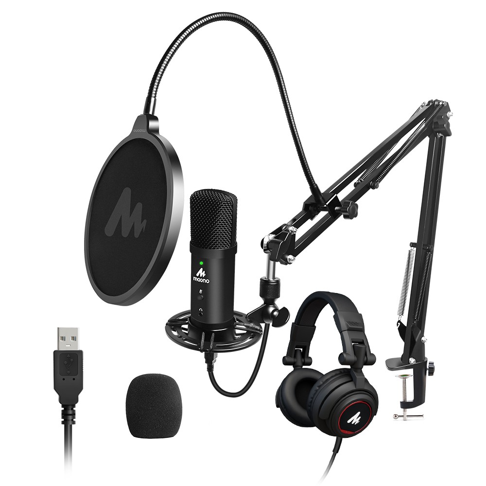 usb microphone with studio headphone set