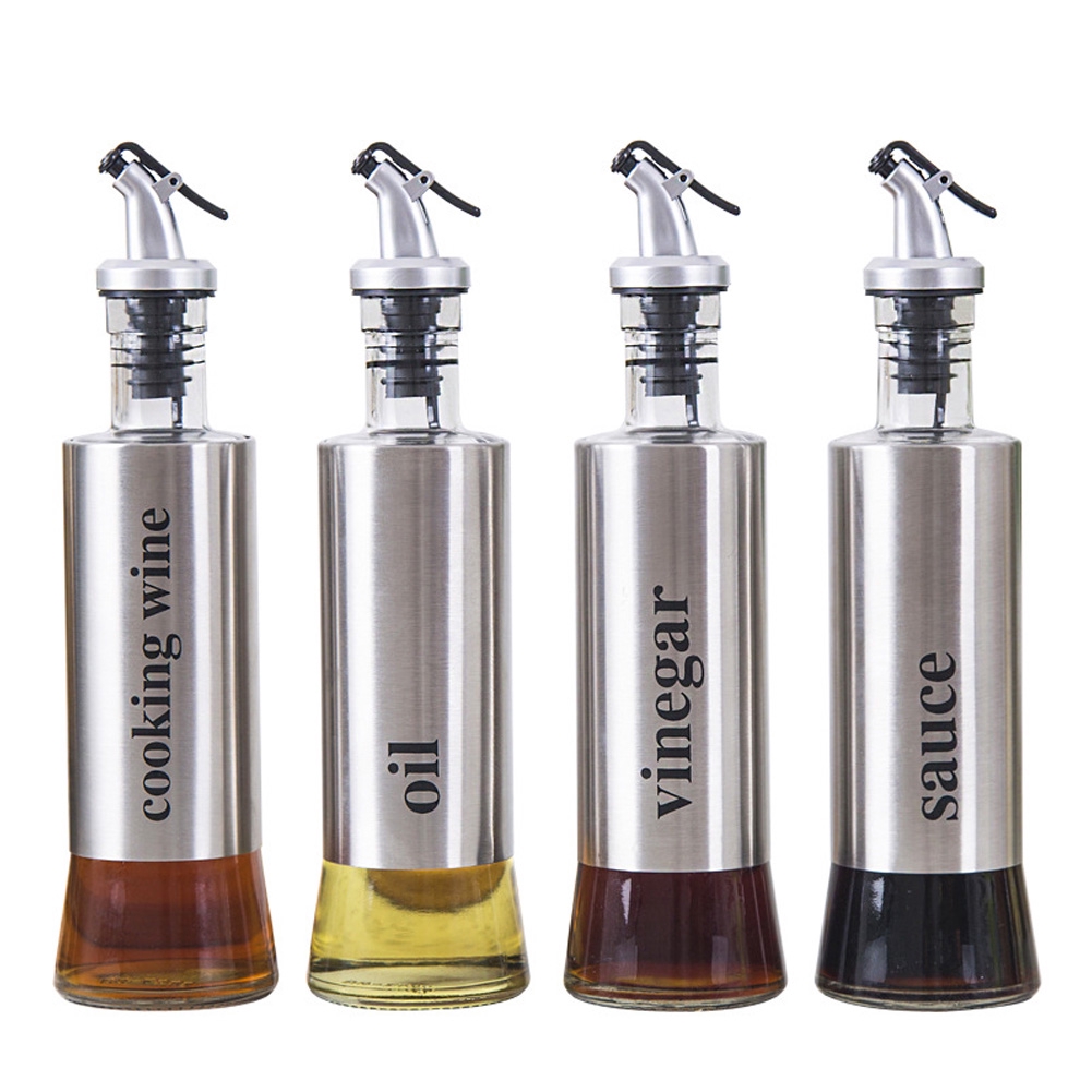 300ml Bottle Clear Glass Sauce Oil Dispenser Stainless ...