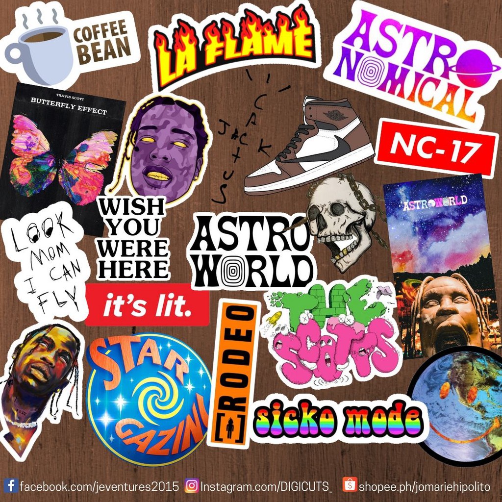 20 pcs ASTROWORLD TRAVIS SCOTT Vinyl Sticker Set | Shopee Philippines