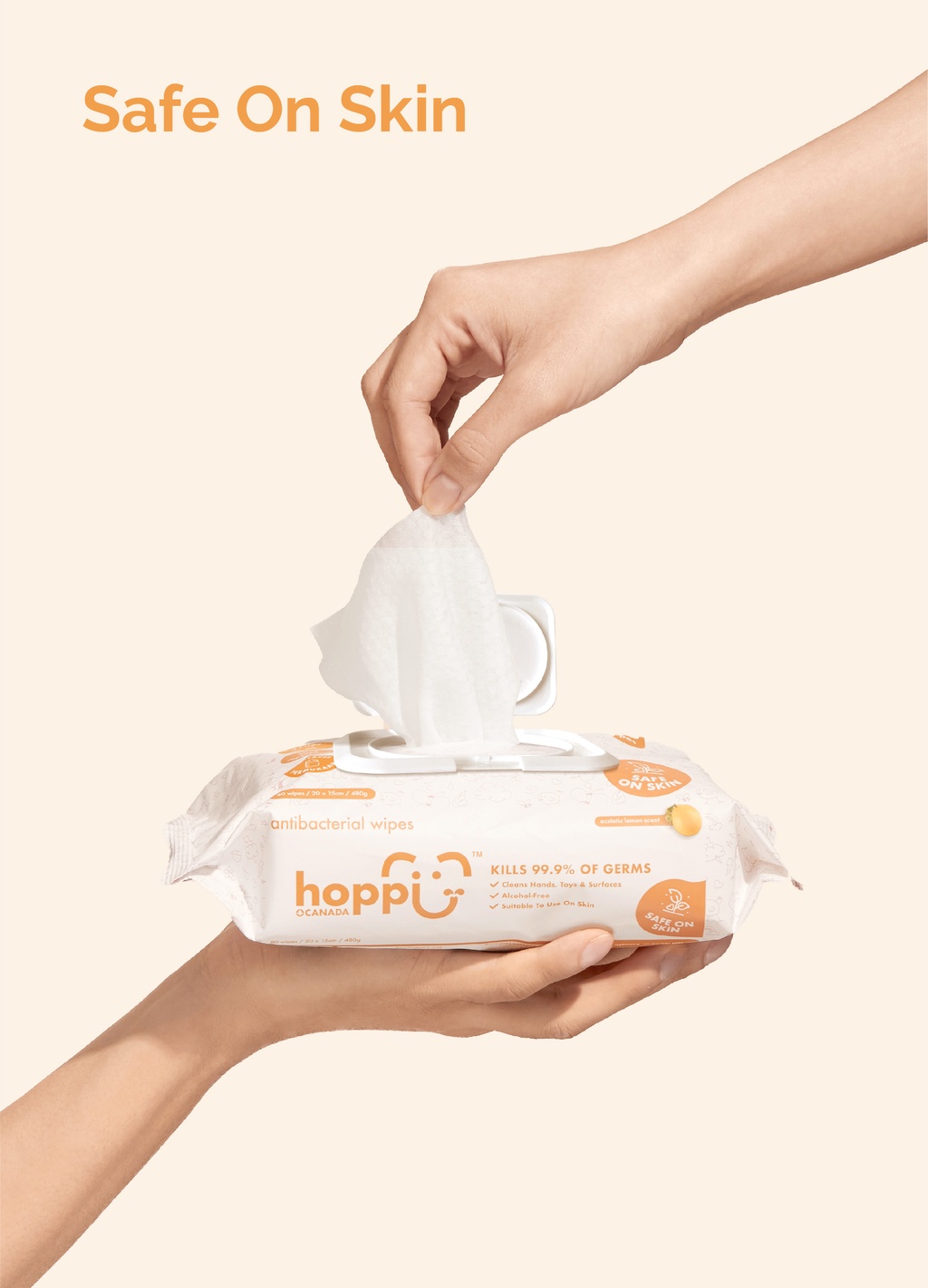 Hoppi Premium Soft and Thick Antibacterial Wipes/Baby Wipes/Wet Wipes