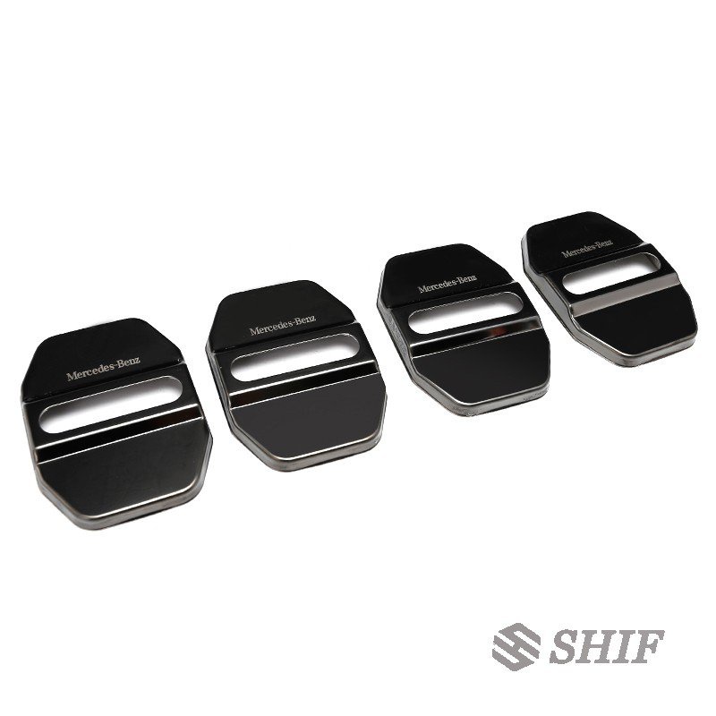 4 X Black Benz Logo Car Door Lock Emblem Cover Badge Decal Fit For