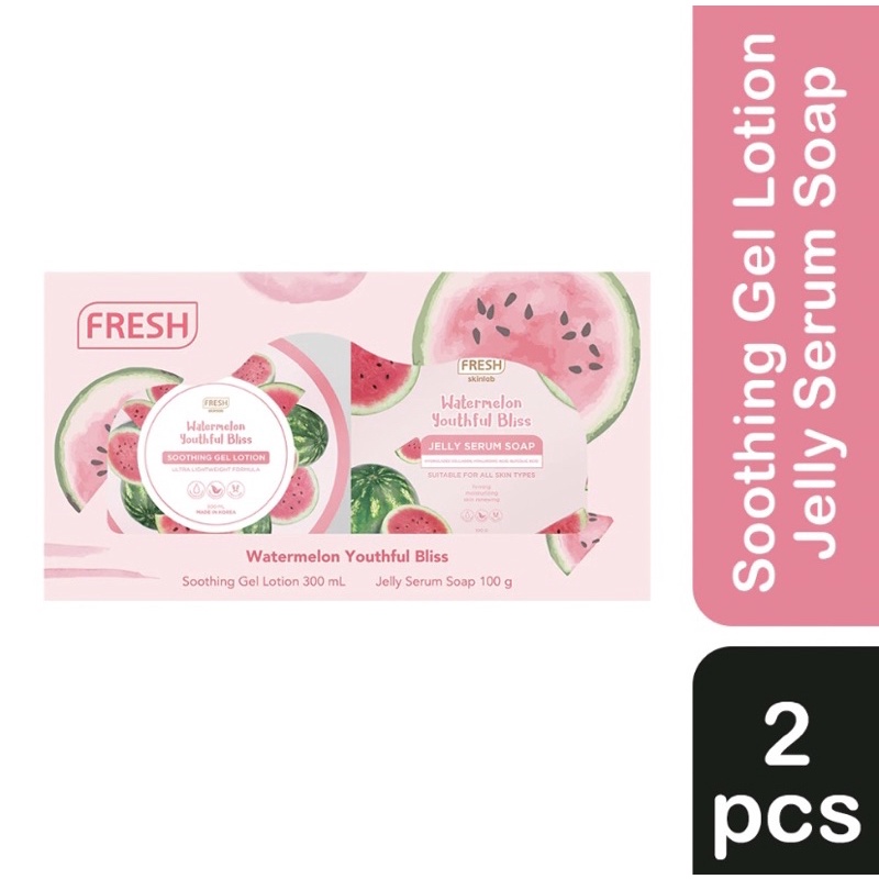 FRESH Watermelon Jelly Serum Soap 100g + Watermelon Soothing Gel Lotion