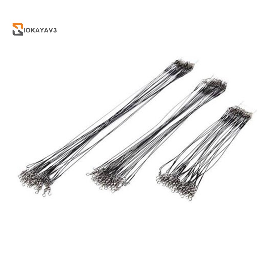 60Pcs Fishing Leaders 15/20/25cm Stainless Steel Fishing Wire Leader Wire Rigs with Swivels Snaps 