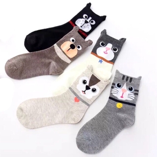 Korean Iconic Socks Side Face Cat Dog Kitten Puppy Mid Cut