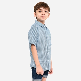 Bgs Boys Stripes And Allover Print Button Down Shirt In Blue Shopee Philippines - bgs shirt roblox