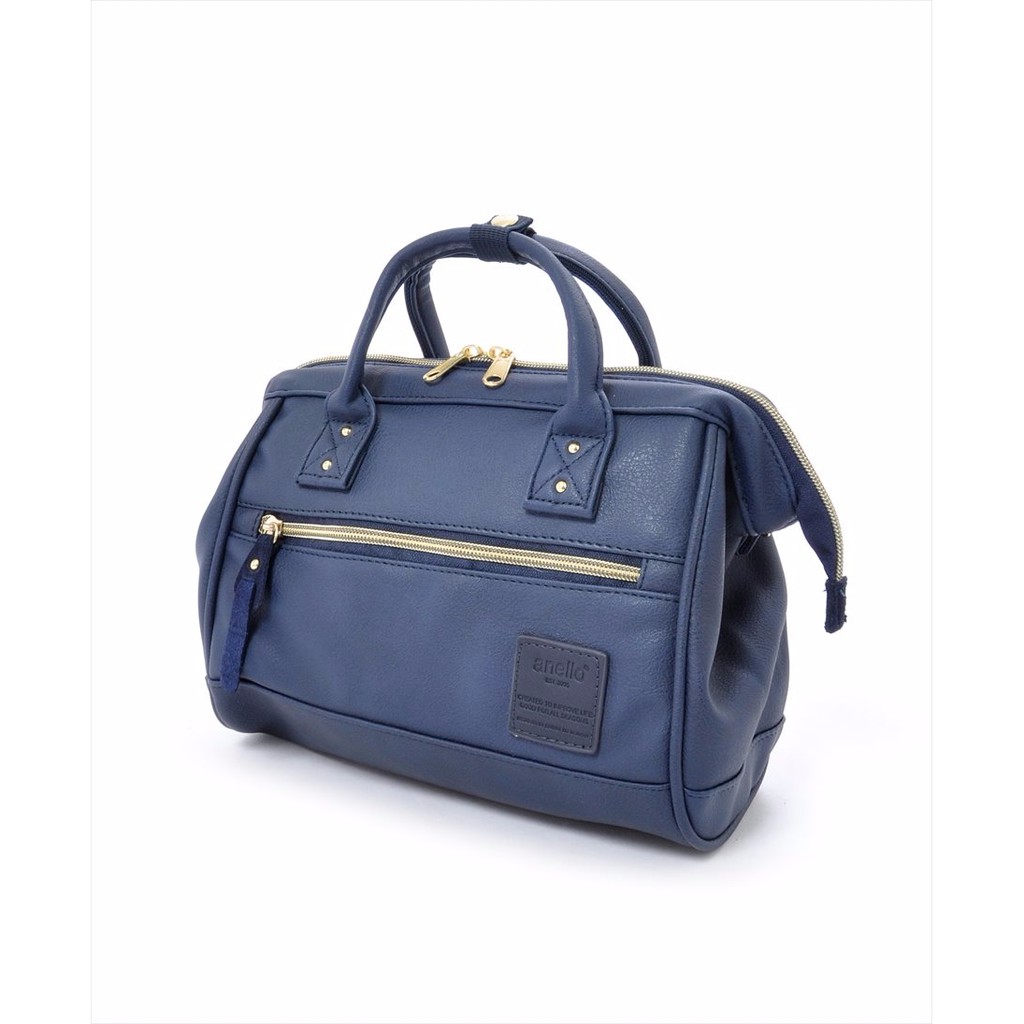 Anello Leather Two-Way Bag Mini Boston Bag Navy | Shopee Philippines