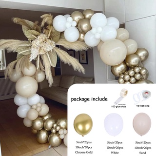 122pcs White Sand Gold Balloons Arch Garland Kit for Birthday Party Decorations Anniversary Wedding Supplies #6