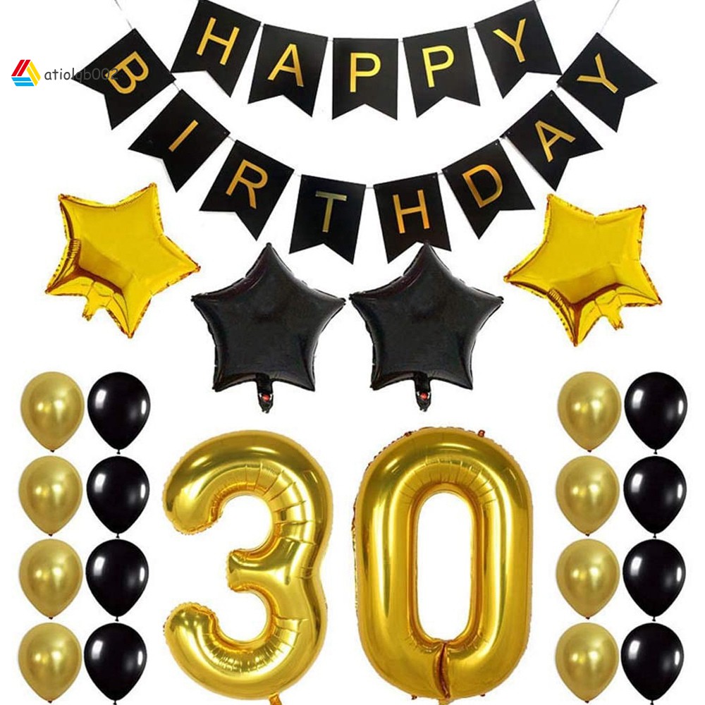 Cheap 30th Birthday Party Decor Gifts For Men Women Happy Birthday Black Banner Balloons Perfect 30 Years Old Party Supplies Shopee Philippines