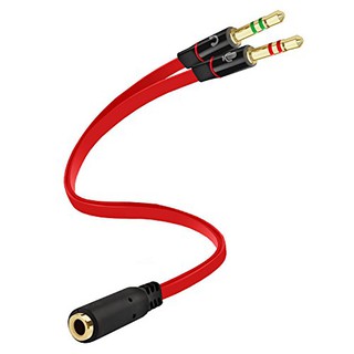 3.5mm Stereo Female to 2 Male Headset Mic Y Splitter Adapter Audio Cable for PC
