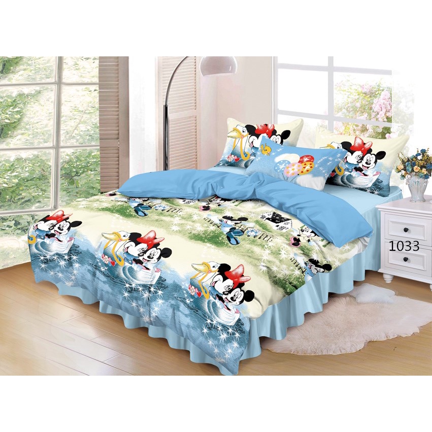 Mickey Mouse Blue Bed Sheet 3 In 1 Set, Blue Bed Sheets Queen Size Cotton