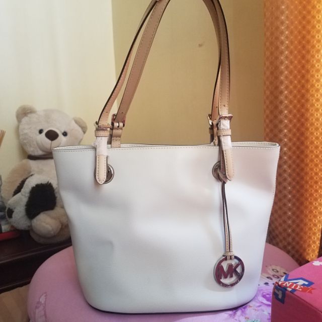 mk tote bag white