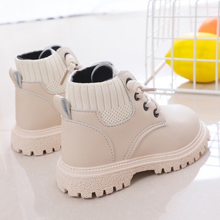 Kids Shoes Martin Boots Children's Soft-soled Non-slip Leather Surface Waterproof Zipper Shoes #2