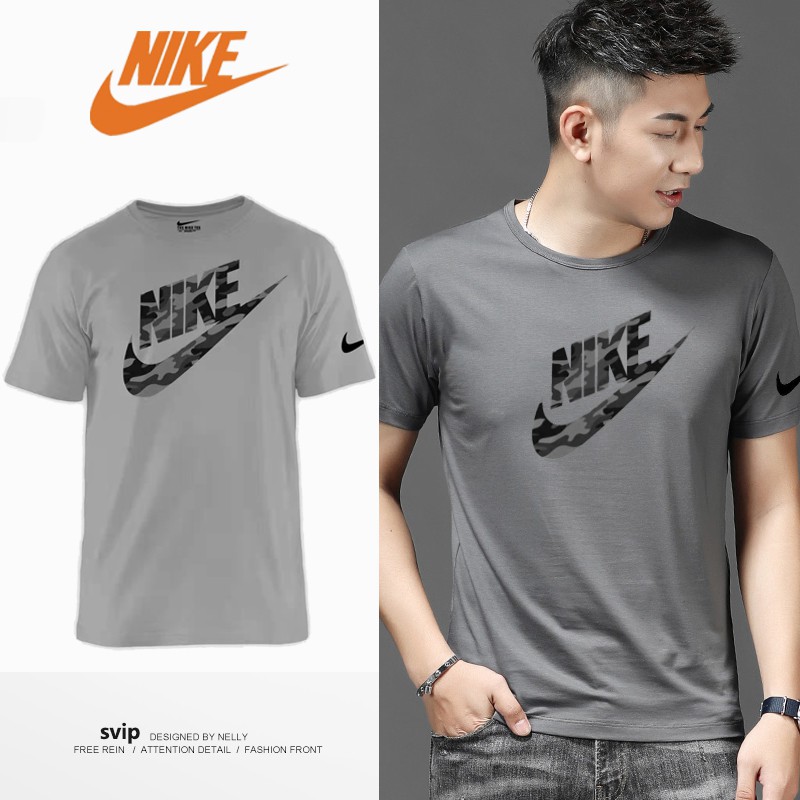 Nike Print T-Shirt Simple Design Cotton Gray T-Shirt For Men | Shopee  Philippines