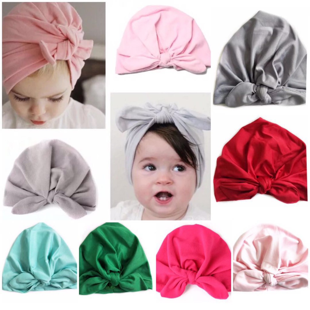 Baby Cute Girl Big Knot Turban Beanie Cap Hat Shopee Philippines
