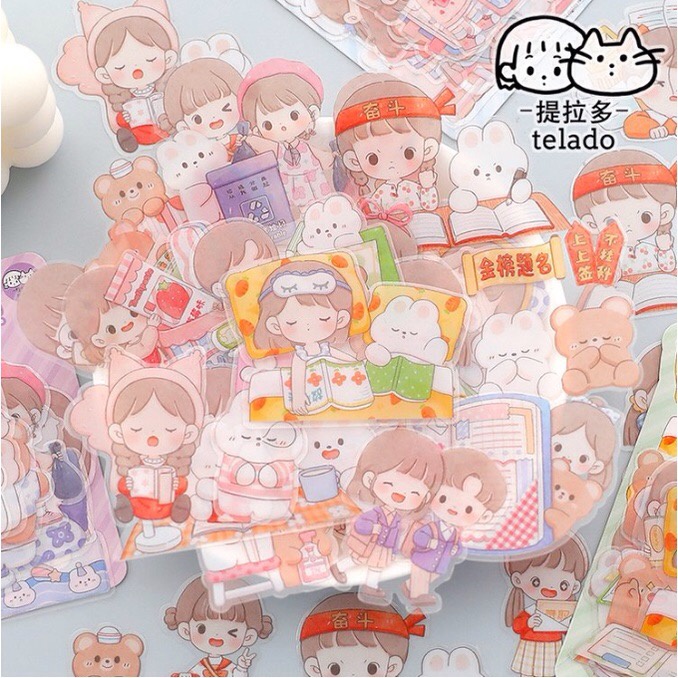 4 pcs Telado Abu Kawaii PET Stickers | Cute Colorful Dessert Character ...