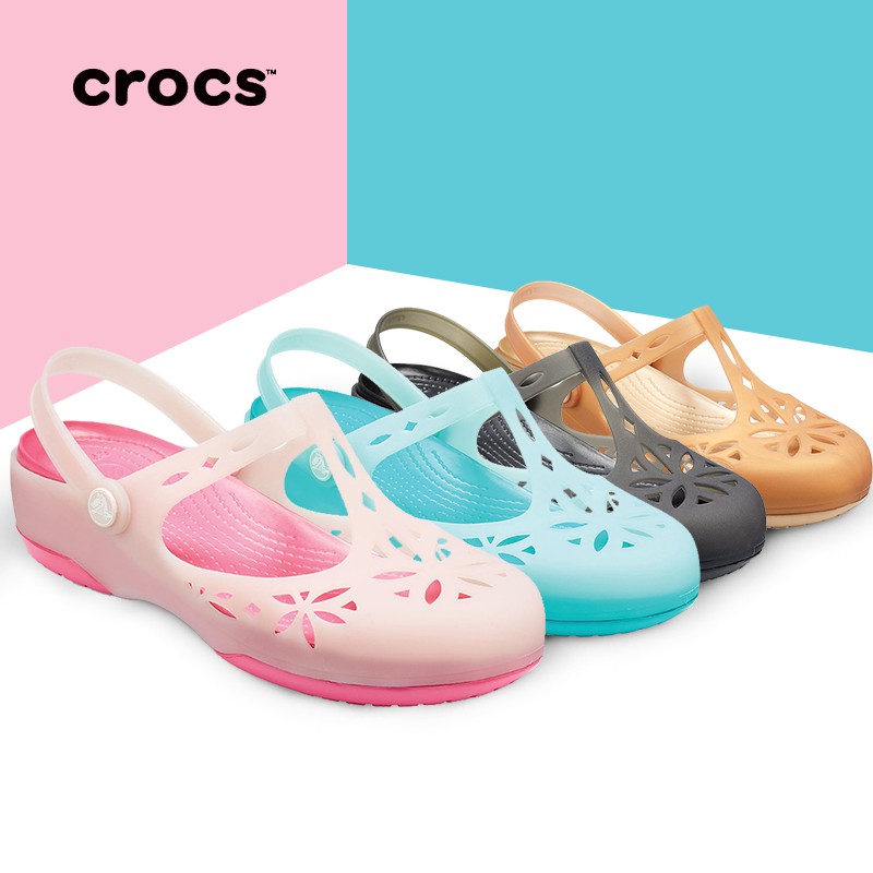 pink and black crocs