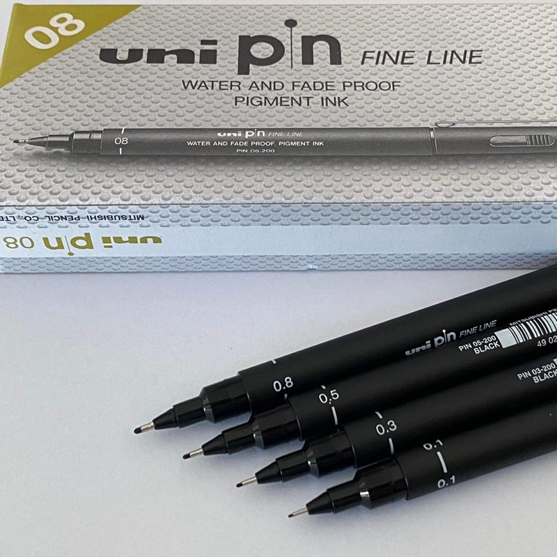 Authentic Unipin Uni pin Fine Line Drawing Pen Black- Water and Fade ...