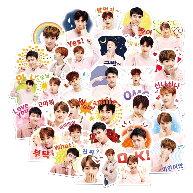 40pcsset kpop exo photo waterproof stickers for diy ipad laptop