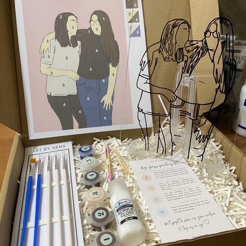 DIY Minimalist Glass Painting With Art Commission [Paint By Numbers] Shopee Philippines