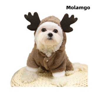 ℗▥MOLAMGO Dog clothes Christmas dress up Elk transformed into pet clothes sweaters pet Christmas hoo