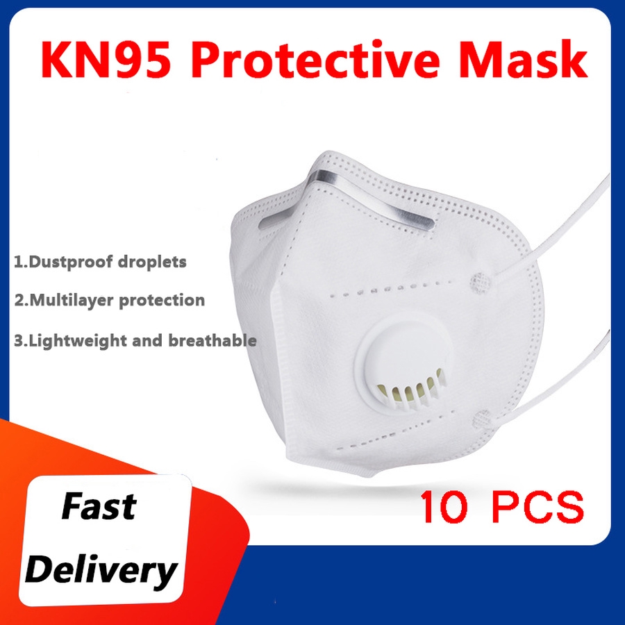 10 Pcs KN95 Mask with Valve 3D PM2.5 Activated Face Mask Waterproof