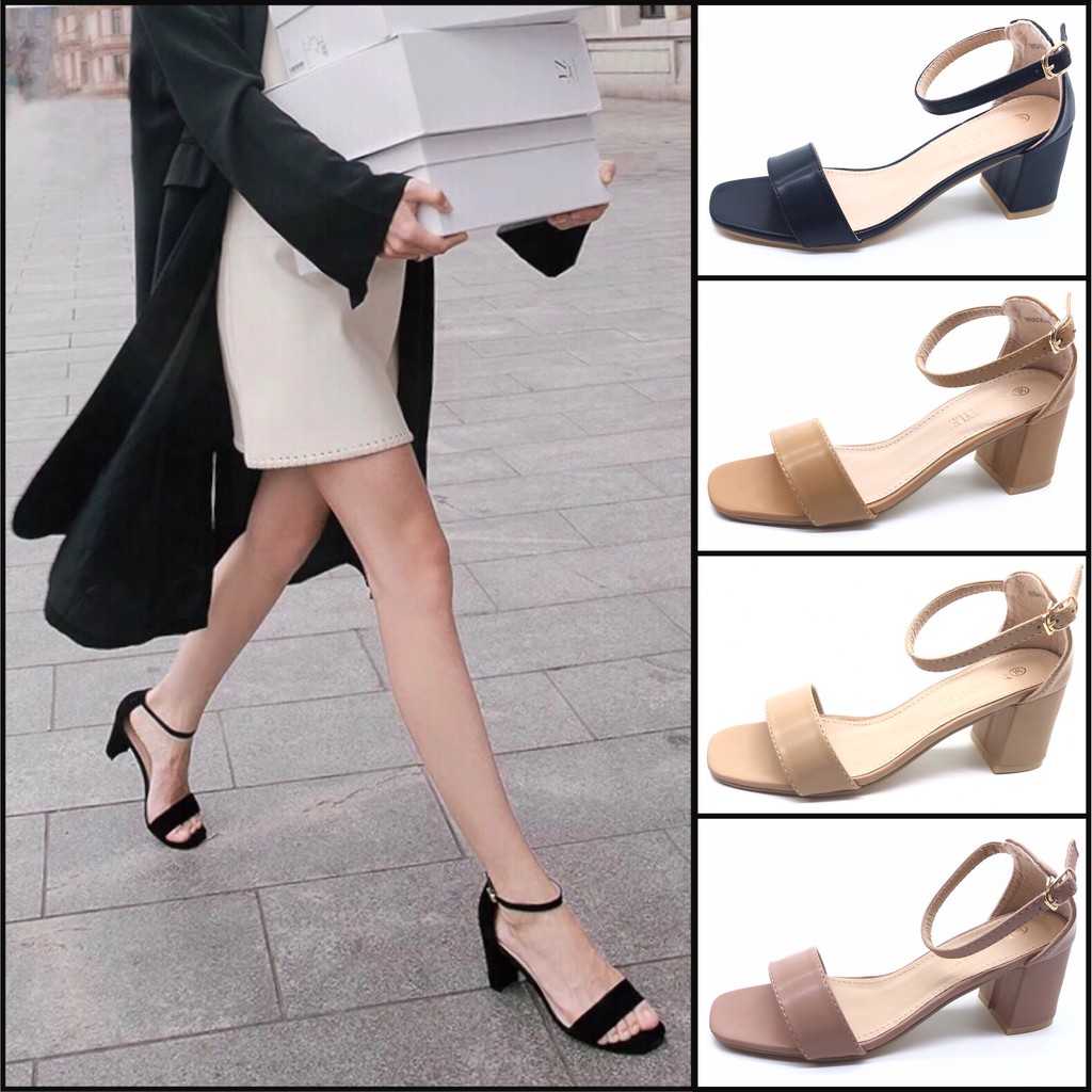 809-67A Korean High Heels Sandals Block 