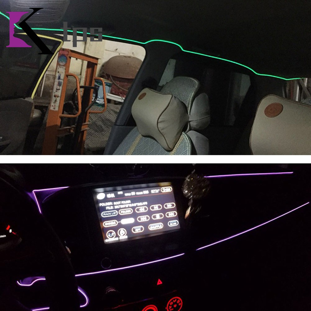 2 3 4 5m Car Interior Glow El Wire Led Strip Light Rope 12v Usb Auto Car Decor Light Set