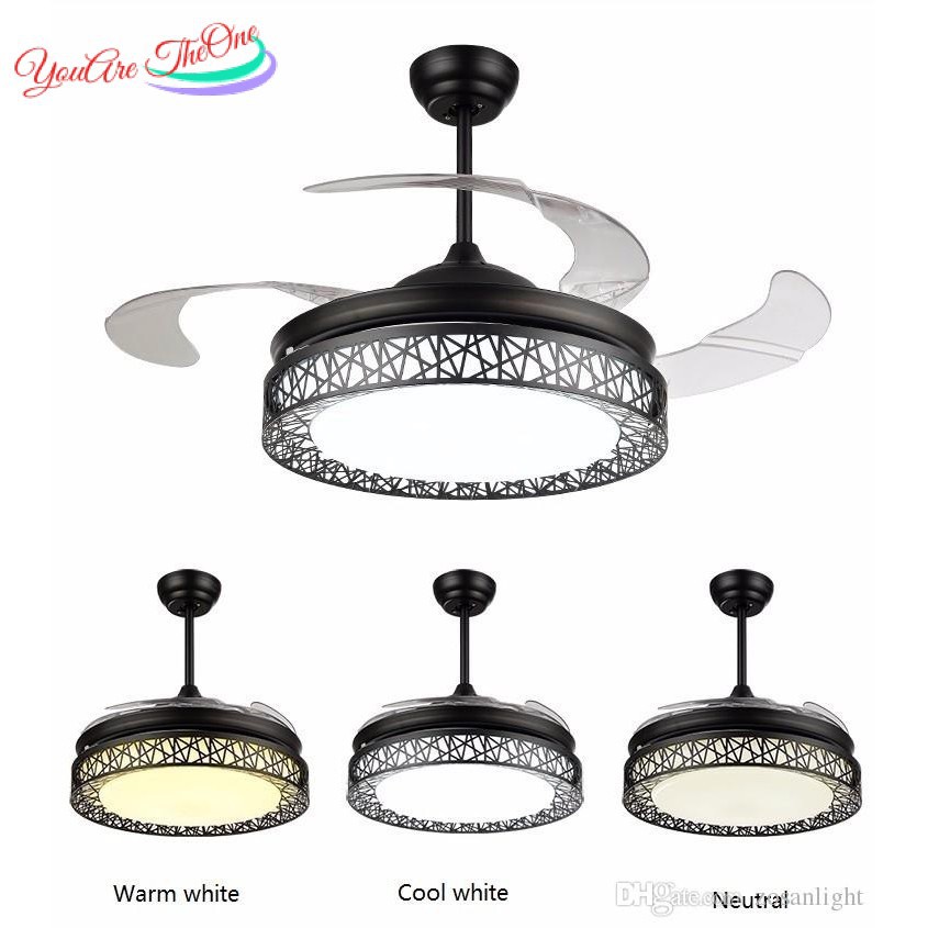 42inch Modern Invisible Fan Lights Acrylic Leaf Led Ceiling