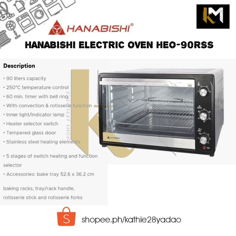 Hanabishi Electric Oven 90L (CONVECTION) HEO90RSS Shopee Philippines