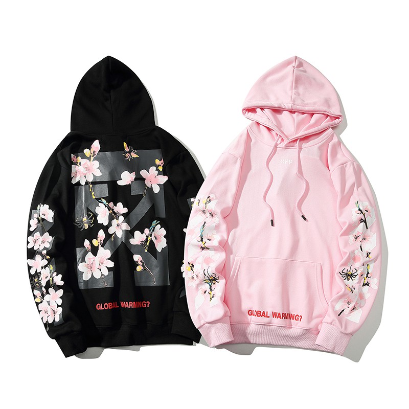 off white pink global warming hoodie