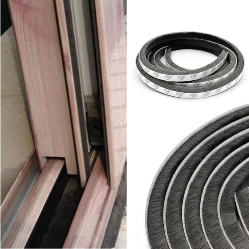 Black 11/32 inch x 11/32 inch x 16 Feet fowong Adhesive Brush Weather Stripping High Density Felt Draft Excluder for Sliding Sash Door Window Wardrobe Seal 