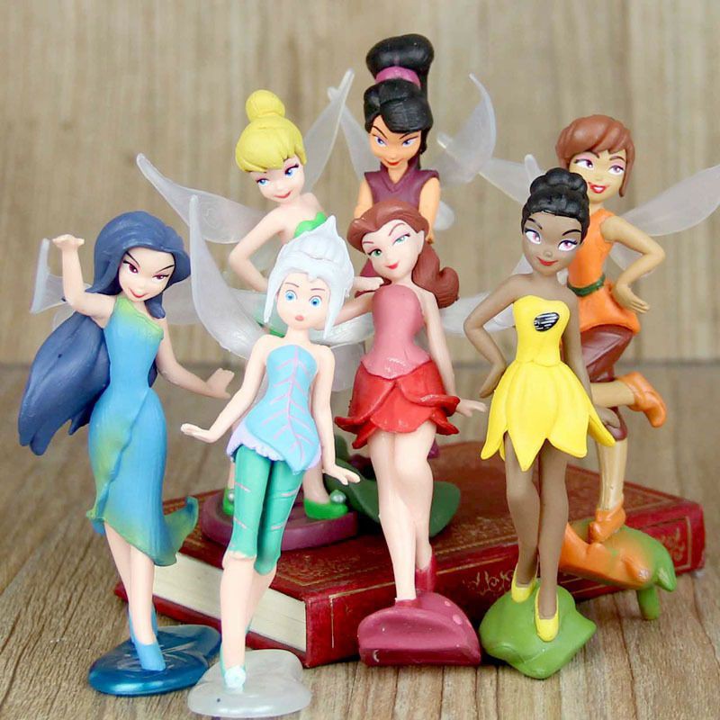 7 Pcs 10cm TinkerBell Tinker Bell Fairy Adorable Action Stand Action ...