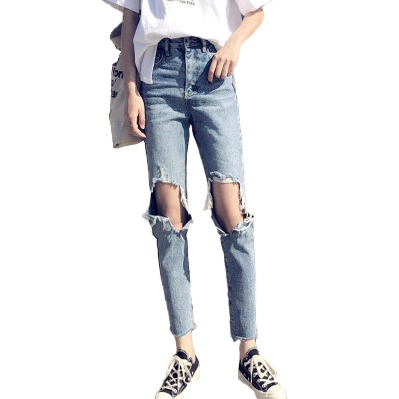 knee cut out jeans