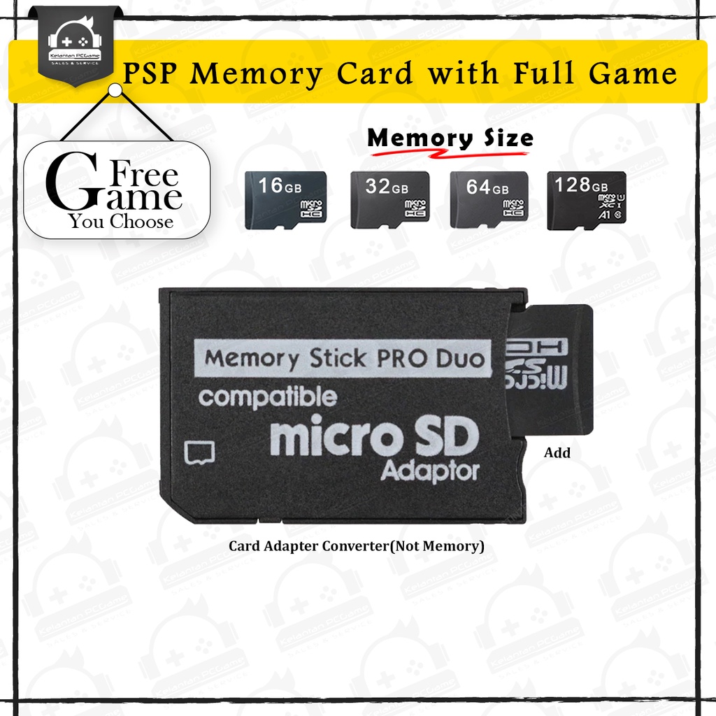 PSP Memory Card Pro Duo Memory Stick with Full Games (can be Choose