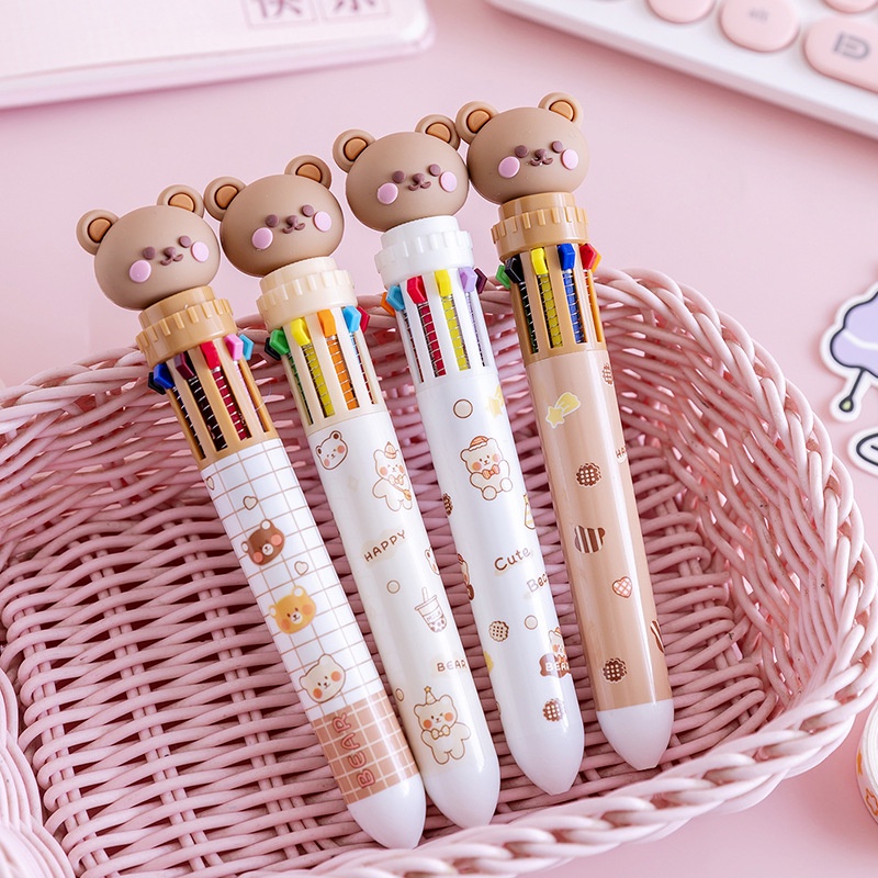 10 Colors cute ballpen Retractable gel pen School supplies Stationery ...