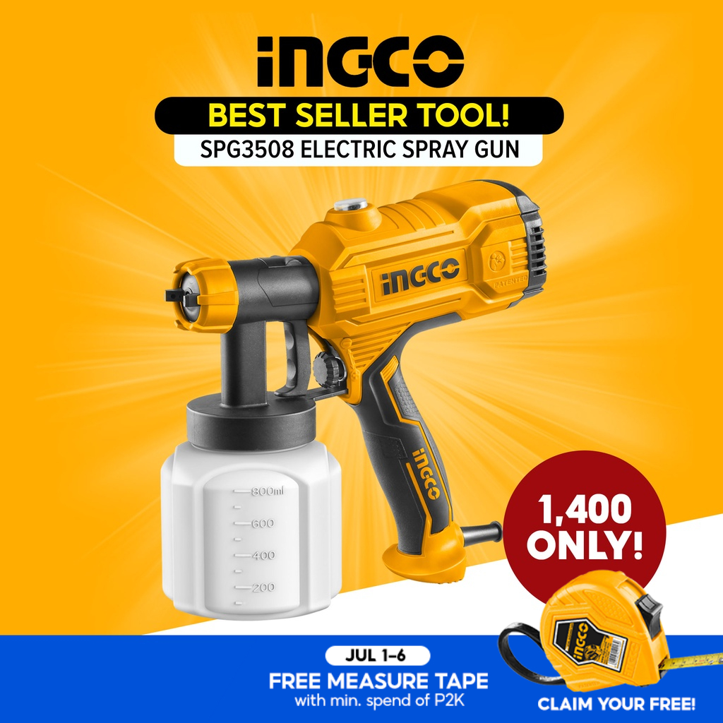 Ingco SPG3508 Industrial HVLP Electric Spray Paint Gun Total Power 450W